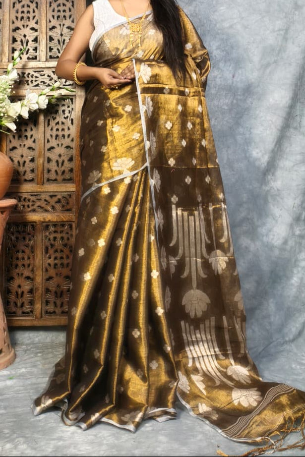 Tulip Bloom Tissue Cotton Saree