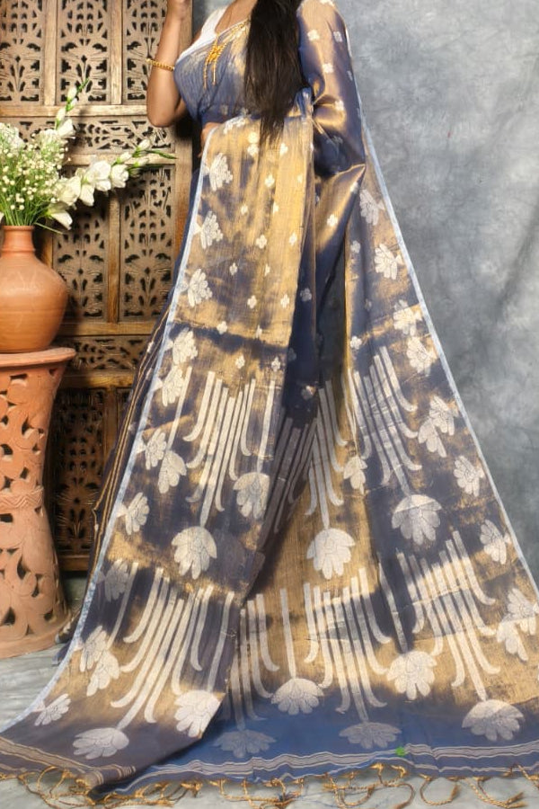 Tulip Bloom Tissue Cotton Saree