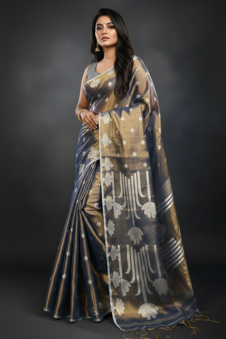 Tulip Bloom Tissue Cotton Saree
