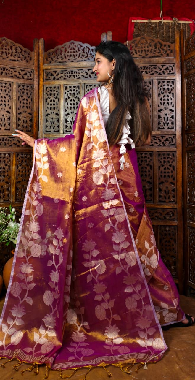 Shyamoli Floral Weave Tissue Saree