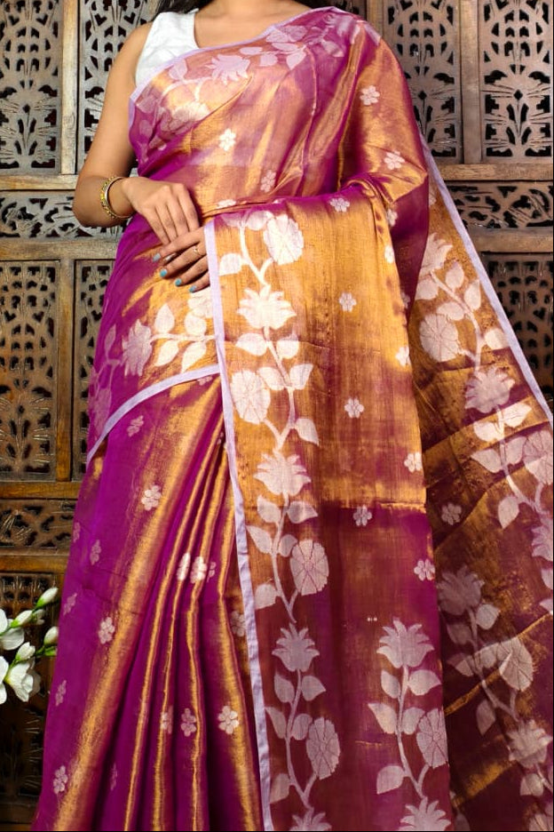 Shyamoli Floral Weave Tissue Saree