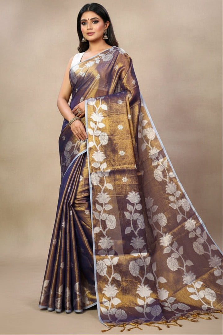 Shyamoli Floral Weave Tissue Saree
