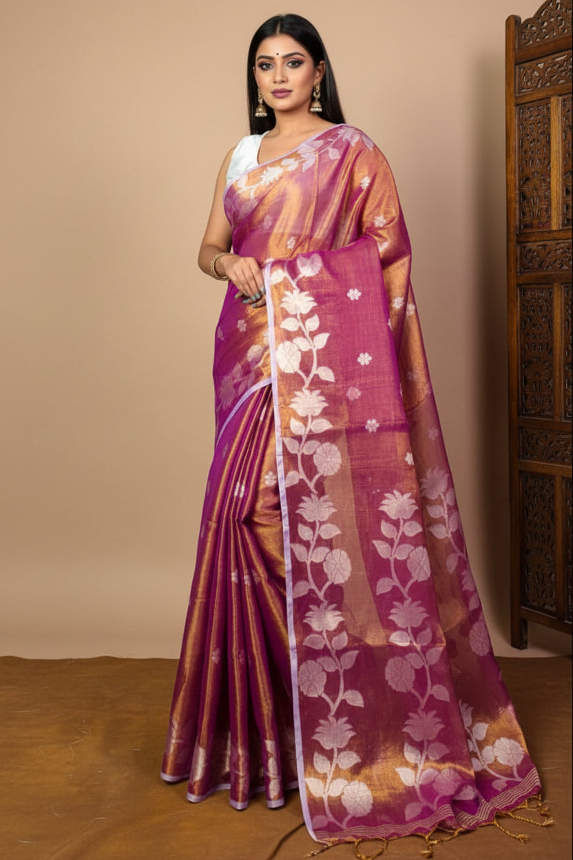 Shyamoli Floral Weave Tissue Saree