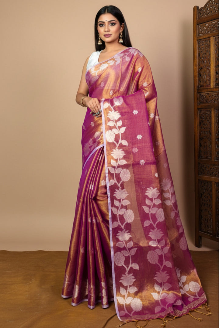Shyamoli Floral Weave Tissue Saree