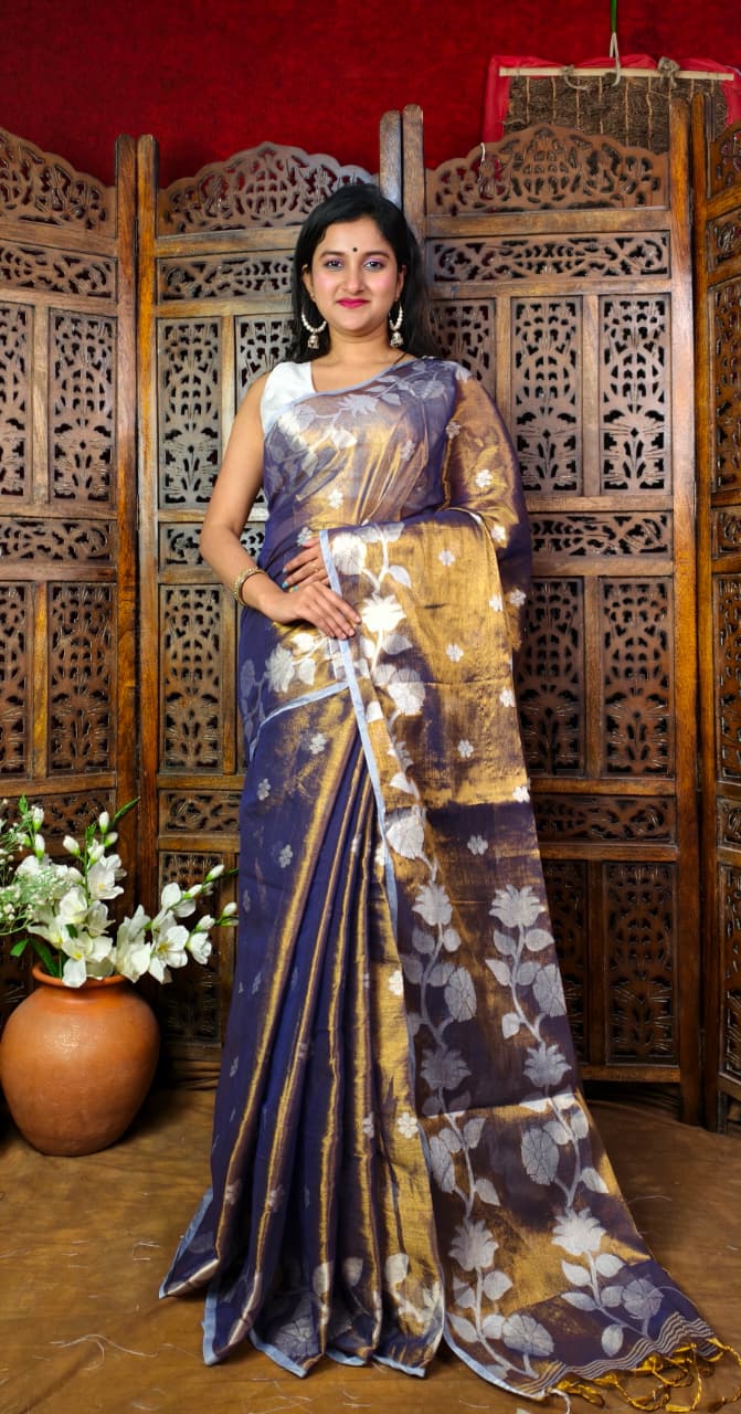 Shyamoli Floral Weave Tissue Saree