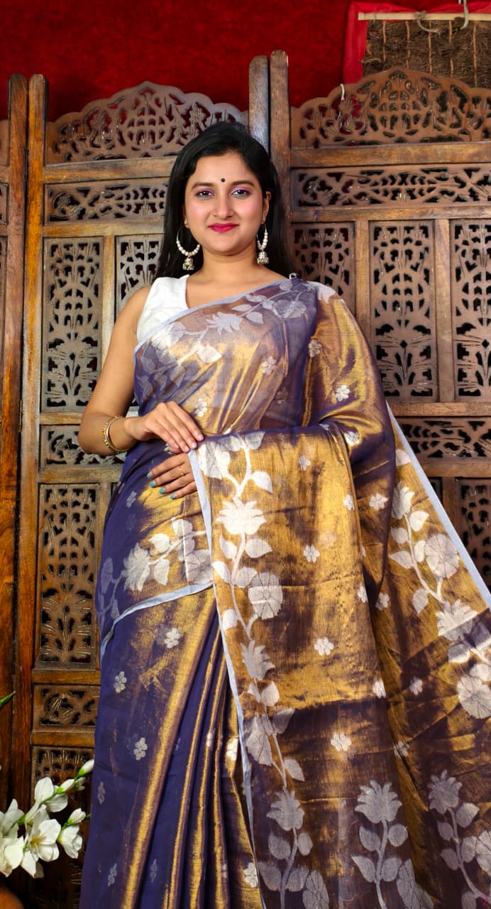 Shyamoli Floral Weave Tissue Saree