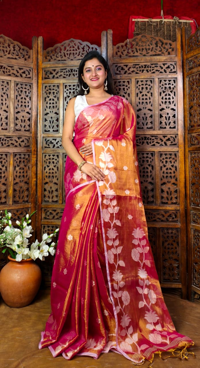 Shyamoli Floral Weave Tissue Saree
