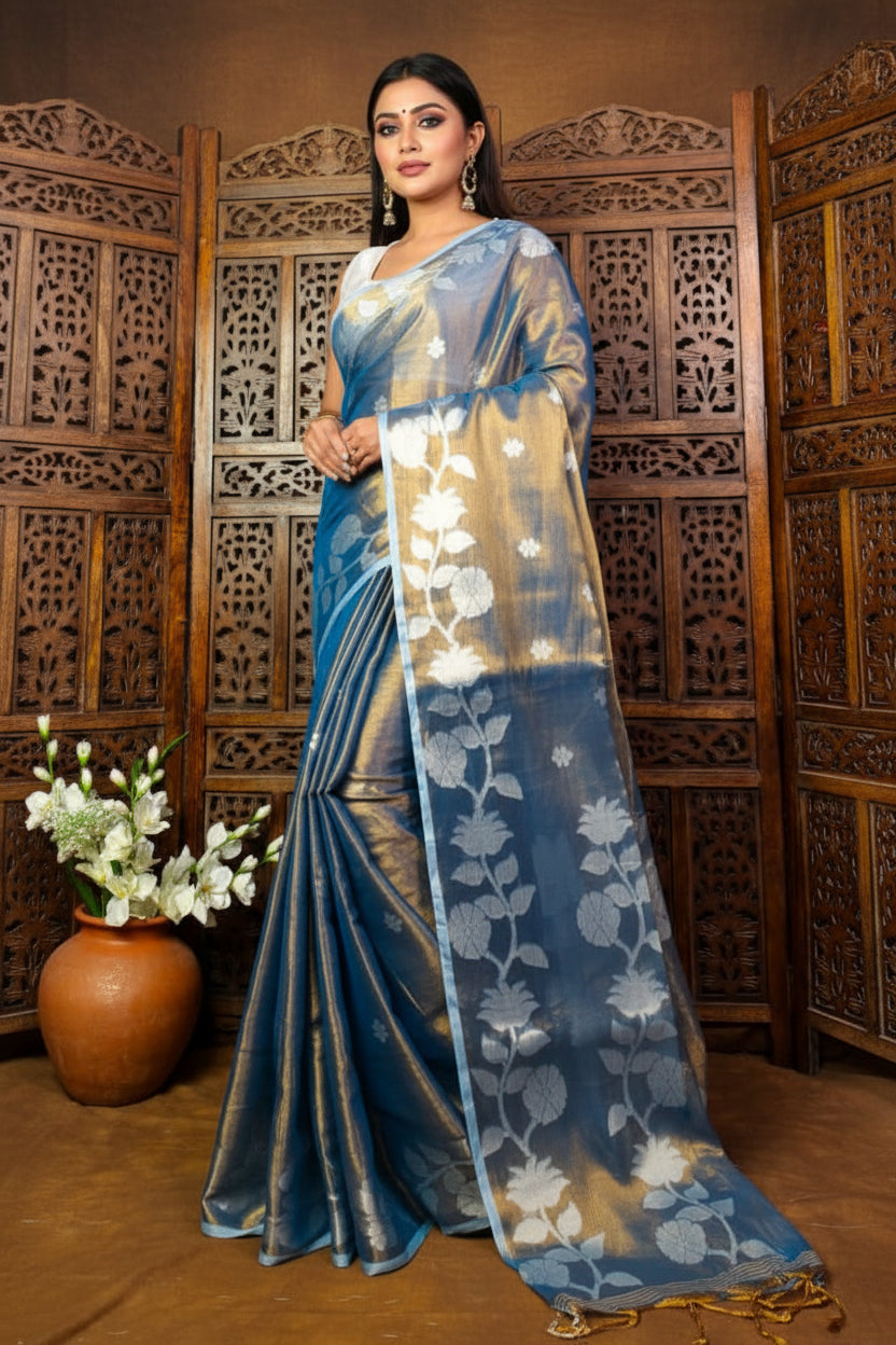 Shyamoli Floral Weave Tissue Saree