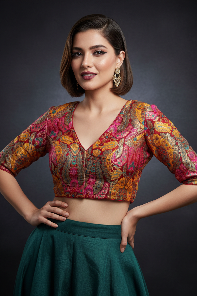 Colorful Dreams- Katan Silk Banarasi Blouse