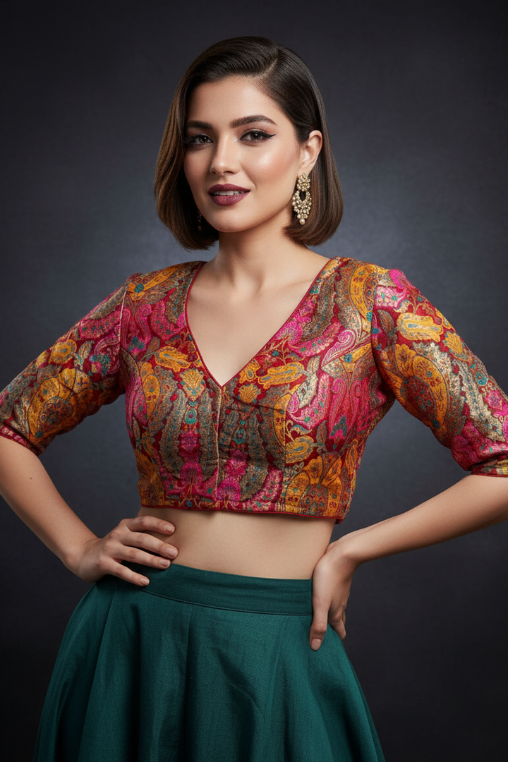 Colorful Dreams- Katan Silk Banarasi Blouse