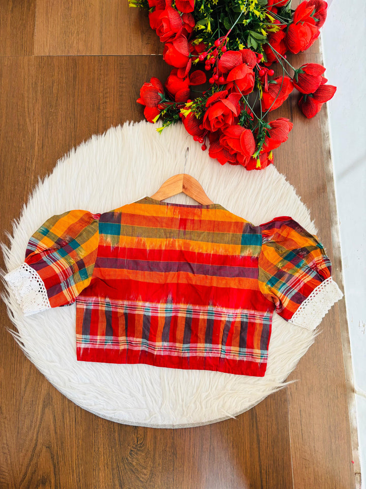 Puff Sleeves Gamcha  Blouse