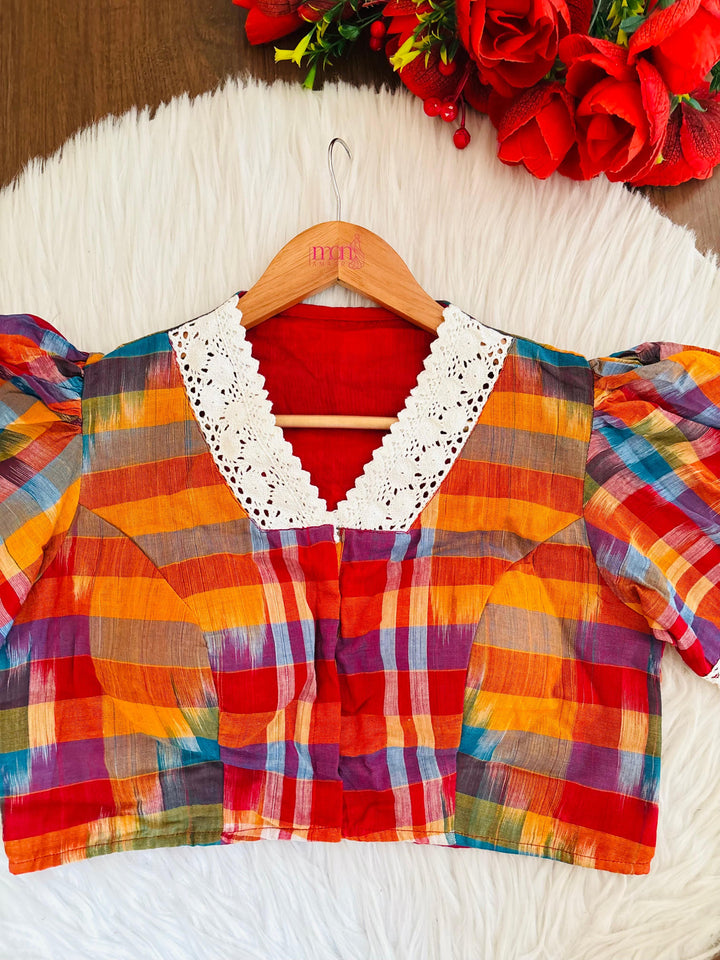 Puff Sleeves Gamcha  Blouse