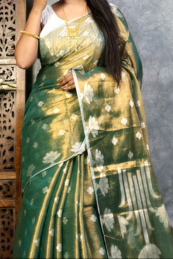 Tulip Bloom Tissue Cotton Saree
