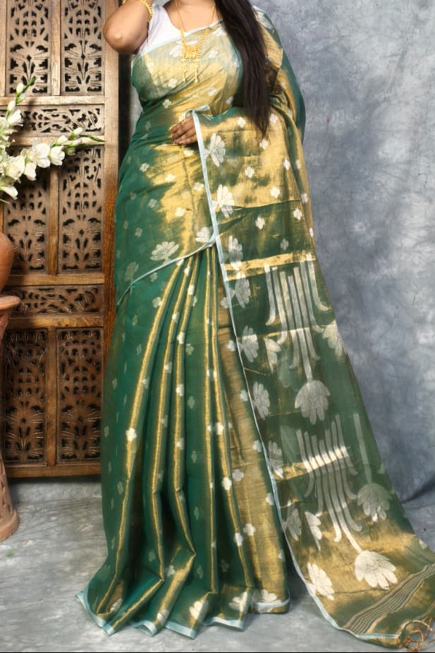 Tulip Bloom Tissue Cotton Saree