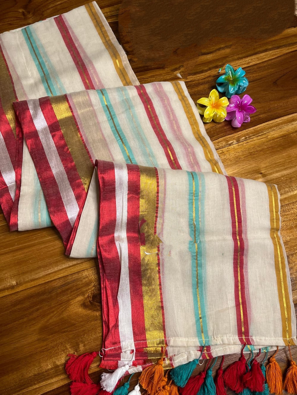 Colorful In Stripes Mul Cotton Saree