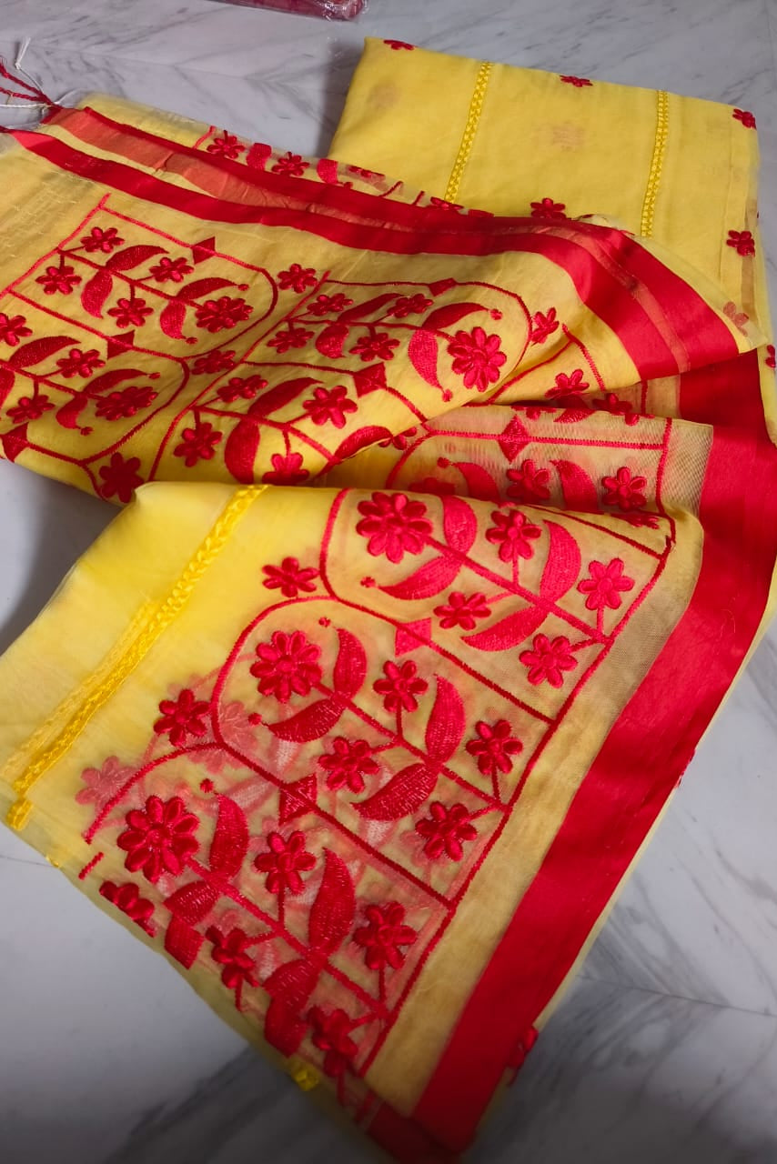 Kadambini Reshom Muslin Dhakai Jamdani Saree