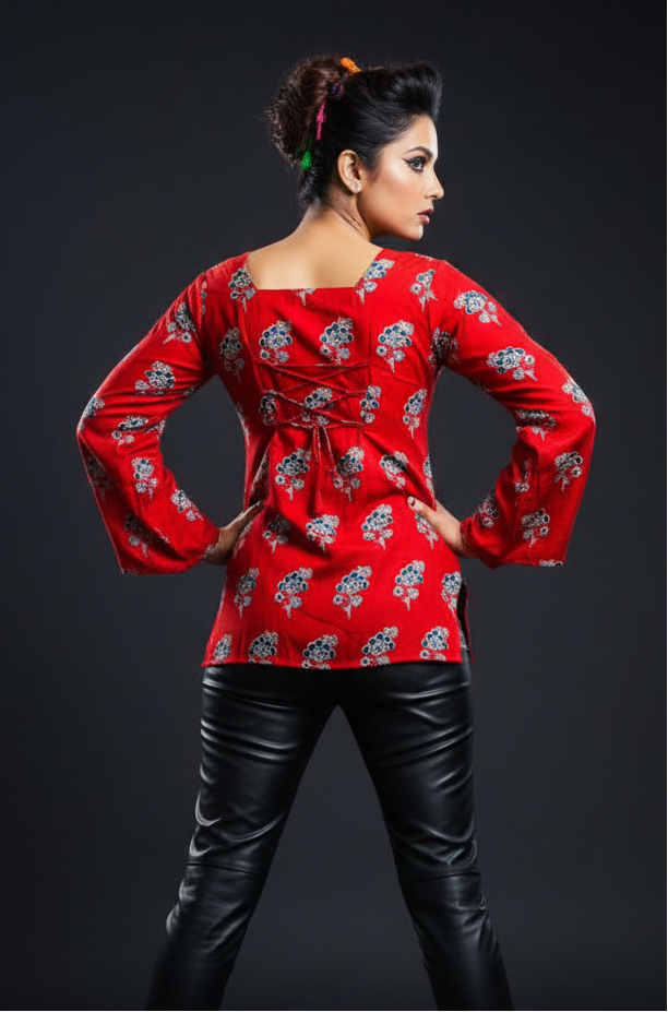 Red Vive-Pure Cotton Kurti