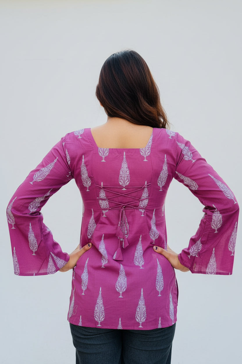 Makhmali Pink-Pure Cotton Kurti