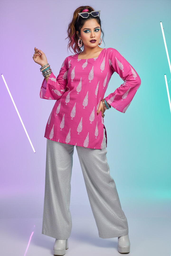 Makhmali Pink-Pure Cotton Kurti