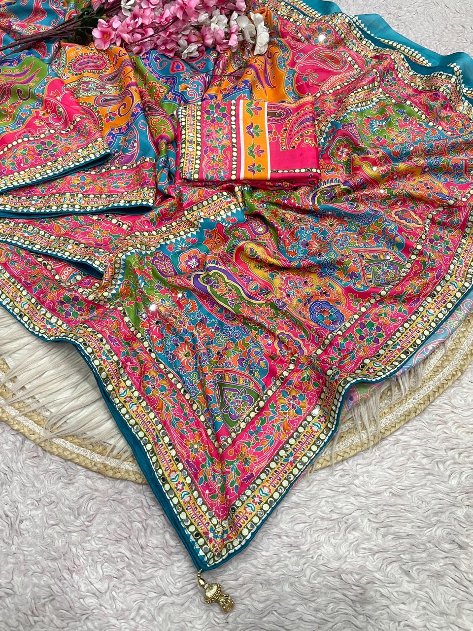 Dusk Radiance Chinnon Silk Saree