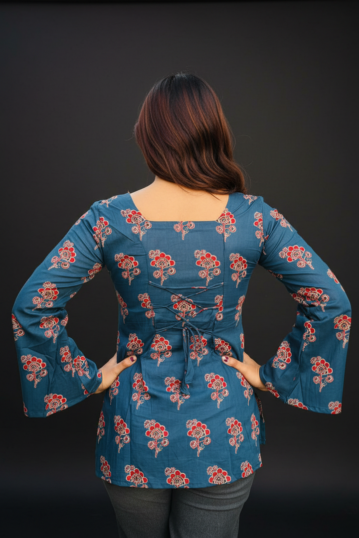 Rhythmic Blue -Pure Cotton Kurti