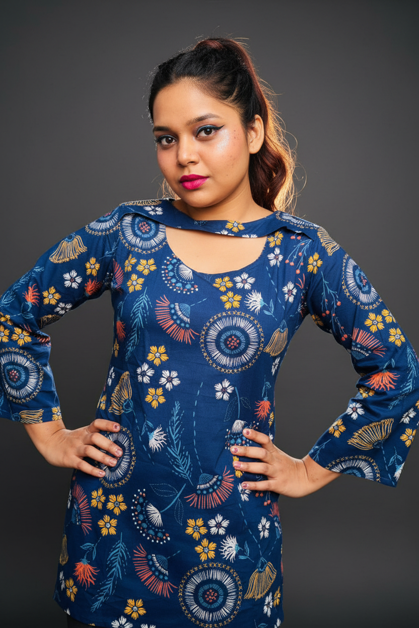Statement Of Blue Pure Cotton Kurti