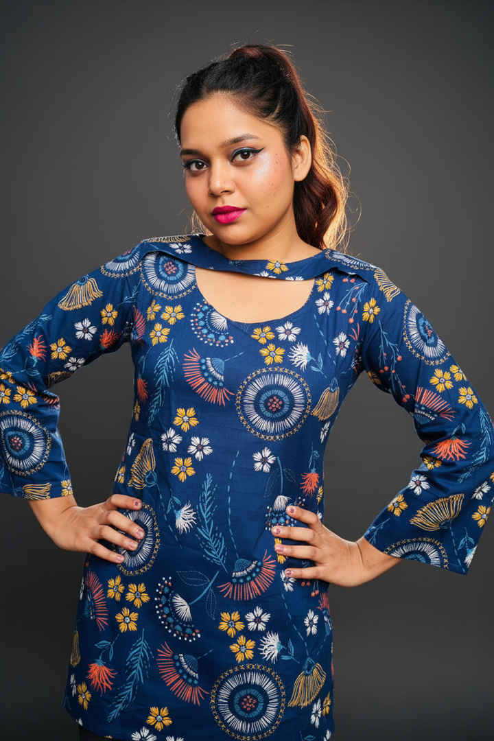 Statement Of Blue Pure Cotton Kurti