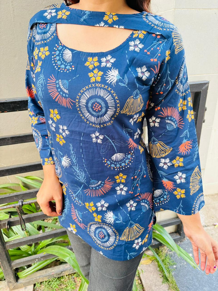 Statement Of Blue Pure Cotton Kurti