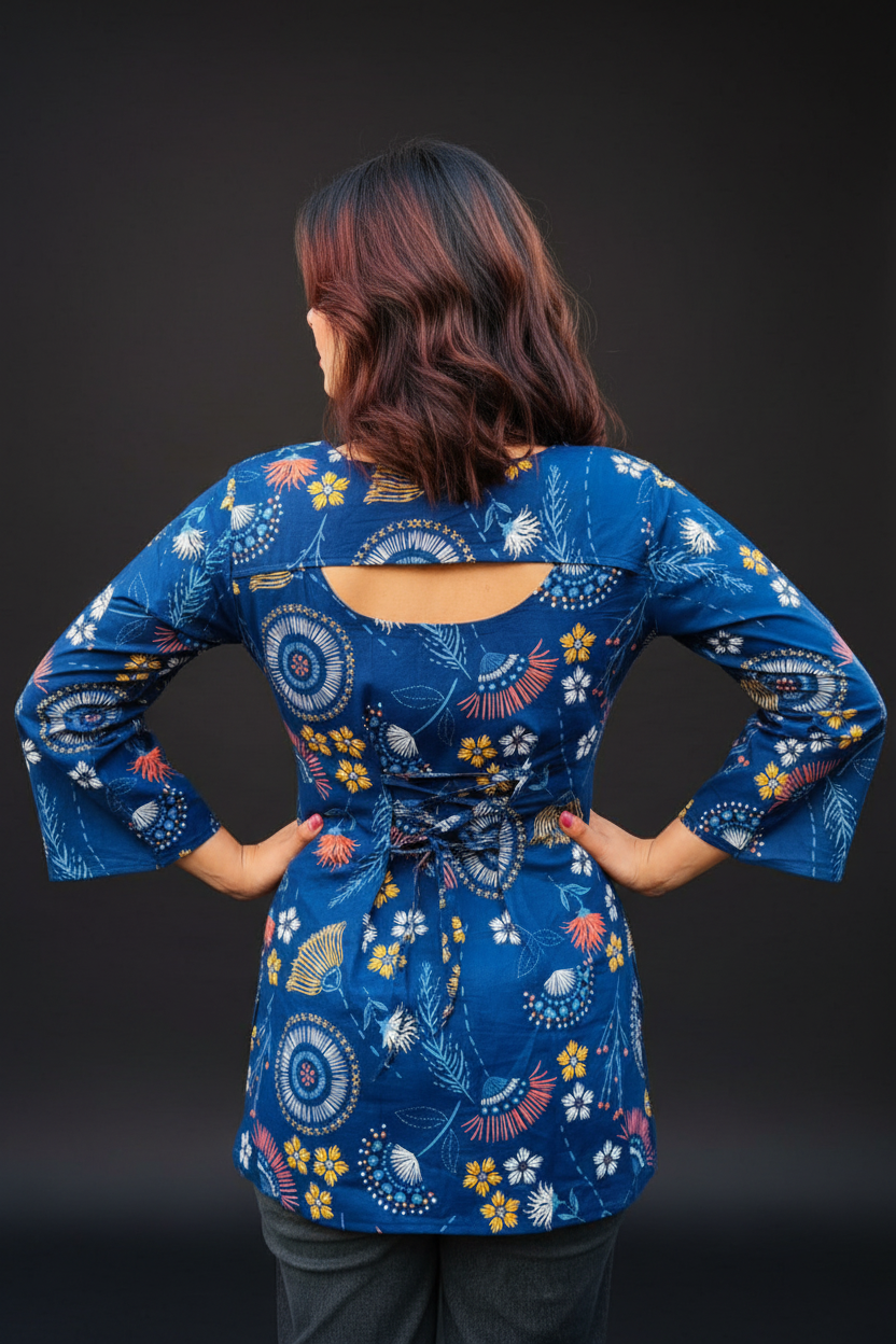 Statement Of Blue Pure Cotton Kurti