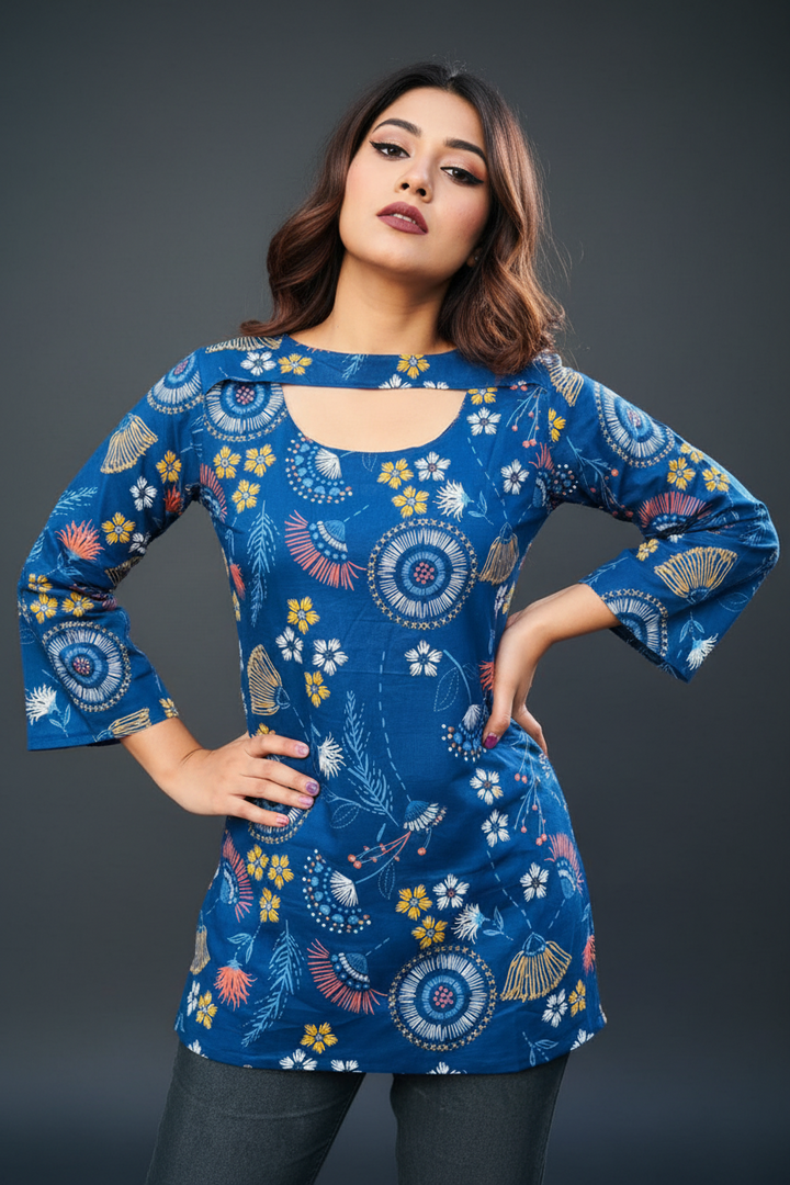 Statement Of Blue Pure Cotton Kurti