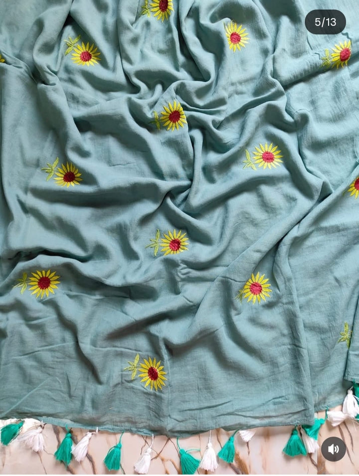 Sunflower Bloom  Mul Cotton Saree