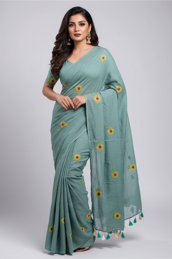 Sunflower Bloom  Mul Cotton Saree