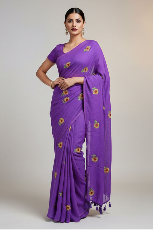 Sunflower Bloom  Mul Cotton Saree