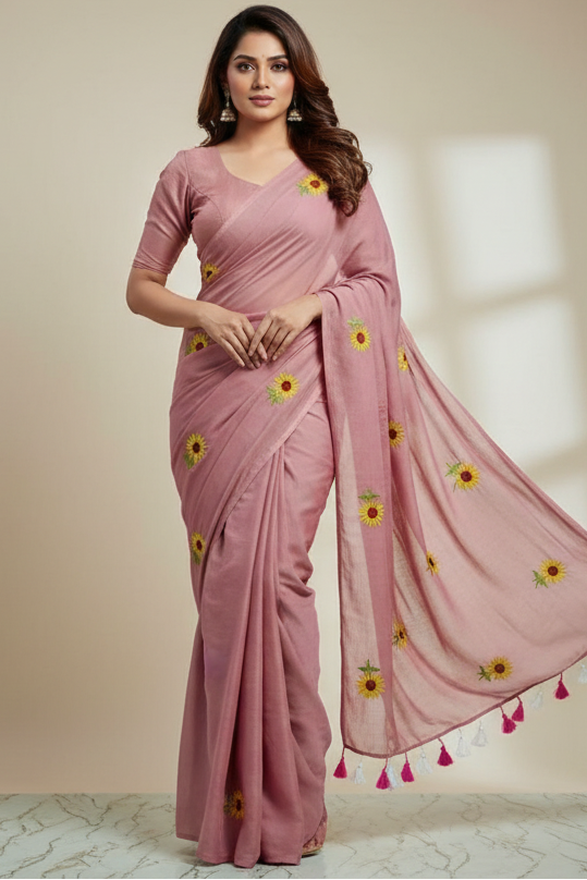 Sunflower Bloom  Mul Cotton Saree