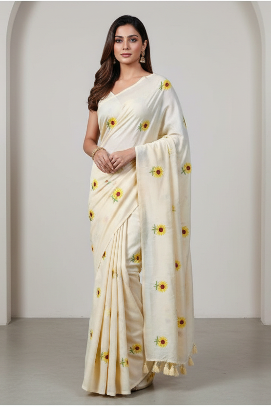 Sunflower Bloom  Mul Cotton Saree