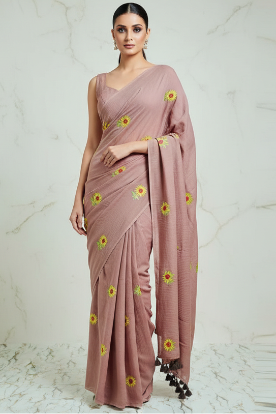 Sunflower Bloom  Mul Cotton Saree