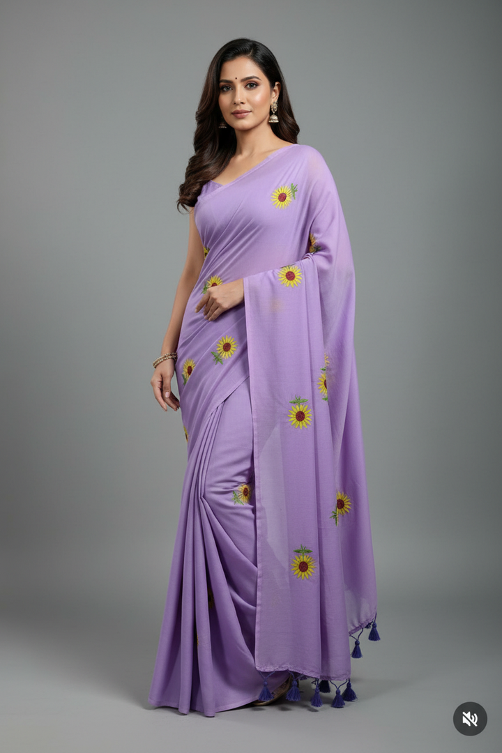 Sunflower Bloom  Mul Cotton Saree