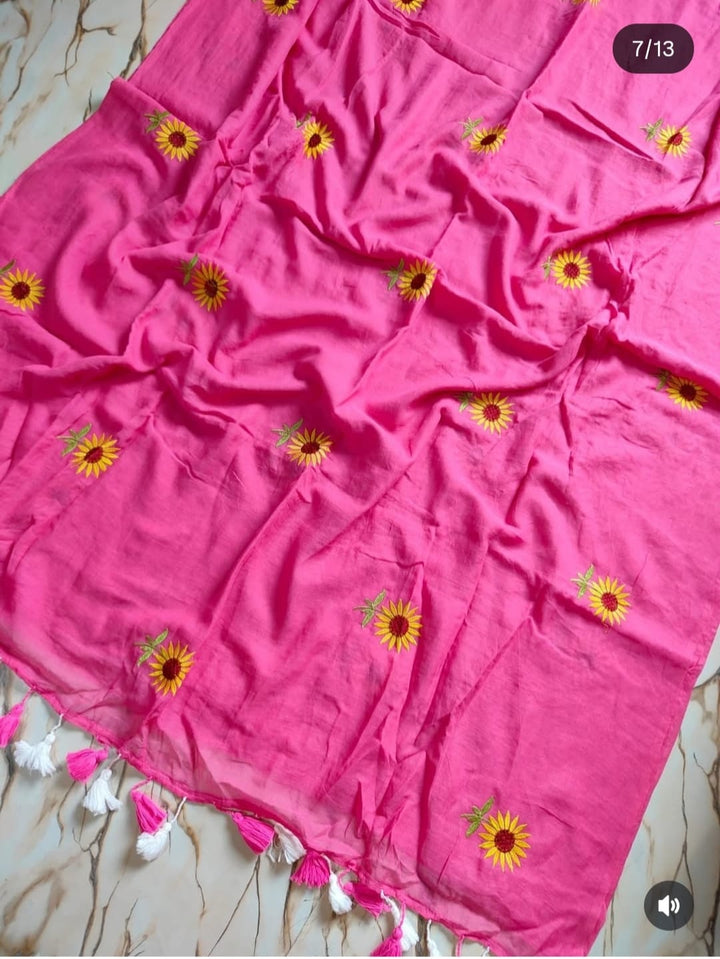 Sunflower Bloom  Mul Cotton Saree