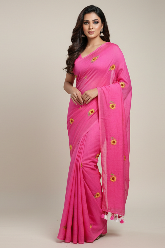 Sunflower Bloom  Mul Cotton Saree