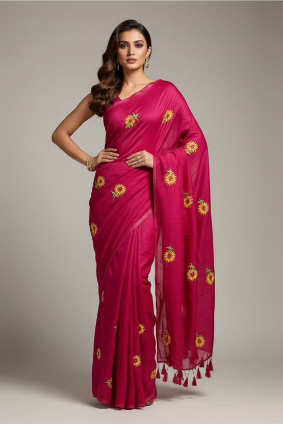 Sunflower Bloom  Mul Cotton Saree