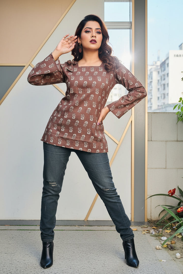 Awesome Brown Cotton Kurti