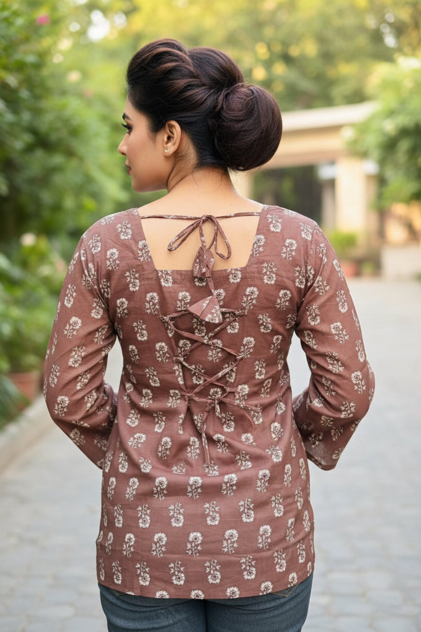 Awesome Brown Cotton Kurti