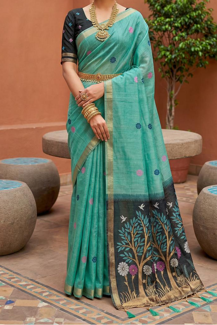 Vrindavan Bloom Muga Cotton Saree