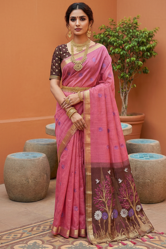 Vrindavan Bloom Muga Cotton Saree