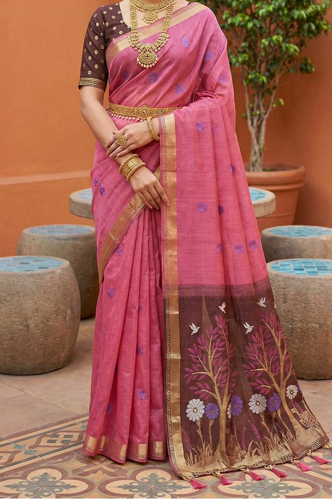 Vrindavan Bloom Muga Cotton Saree