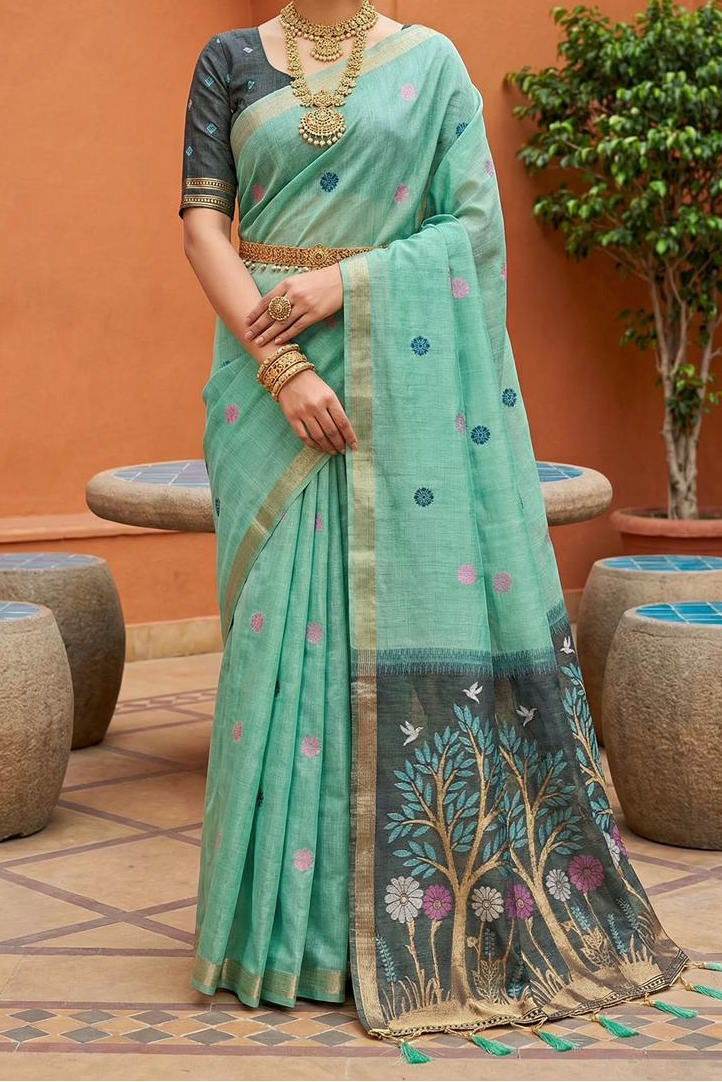 Vrindavan Bloom Muga Cotton Saree