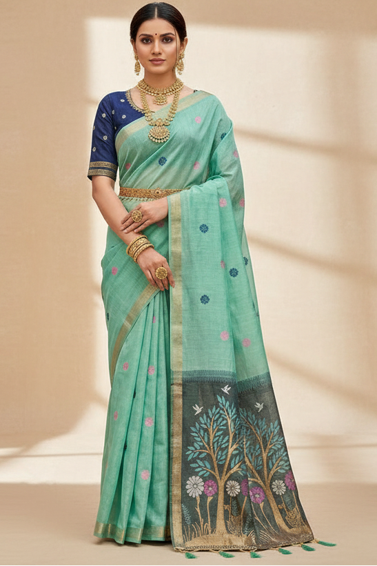Vrindavan Bloom Muga Cotton Saree