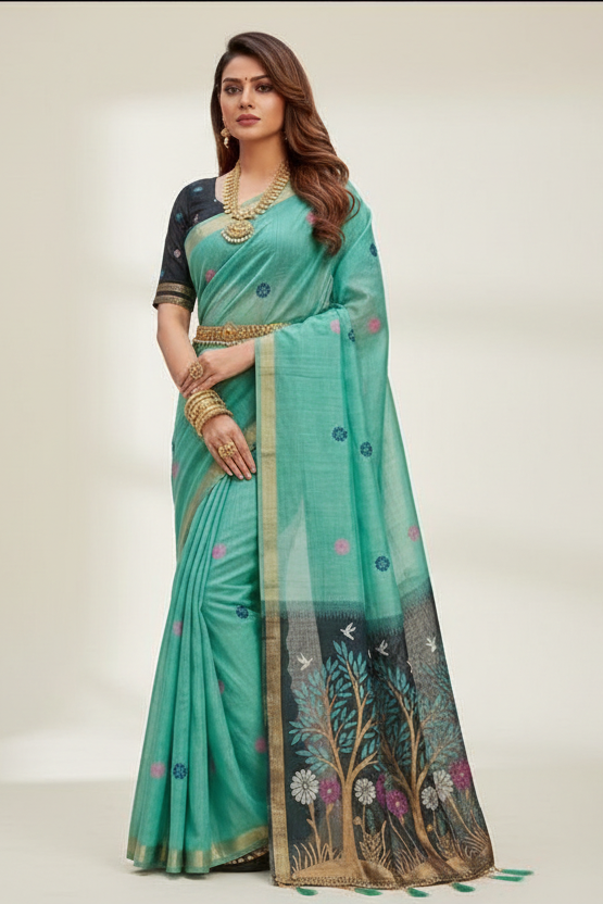 Vrindavan Bloom Muga Cotton Saree
