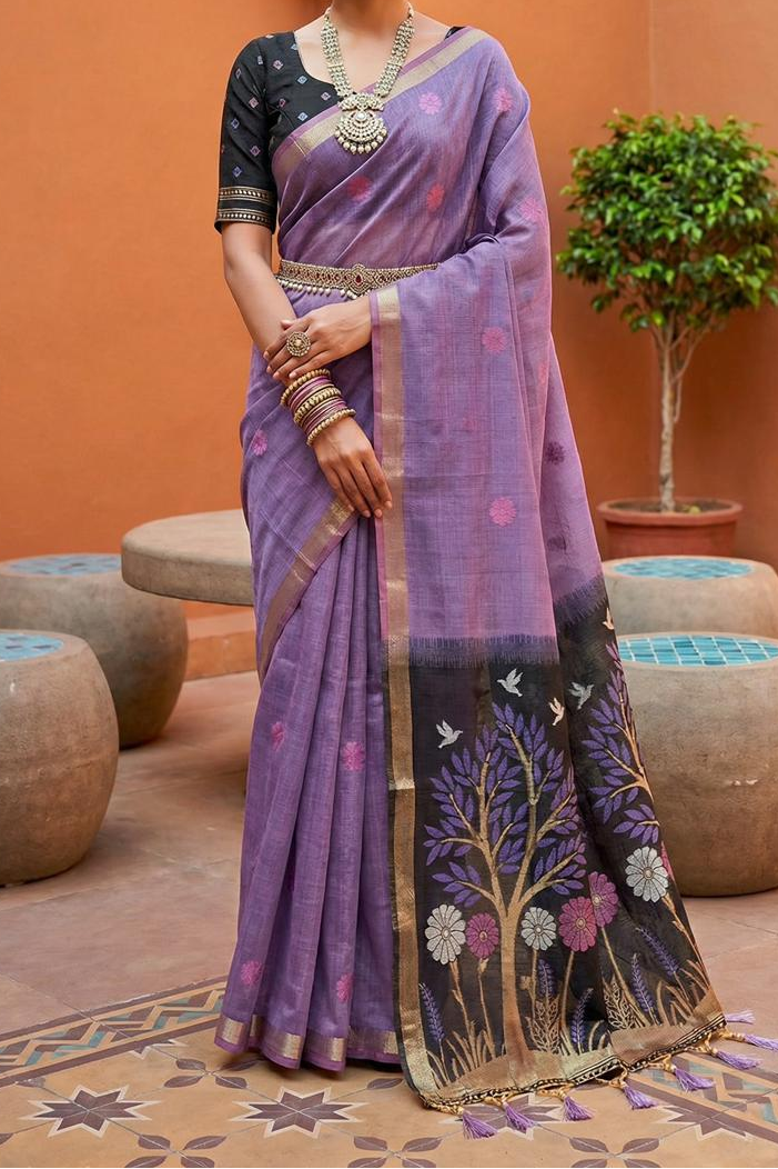 Vrindavan Bloom Muga Cotton Saree