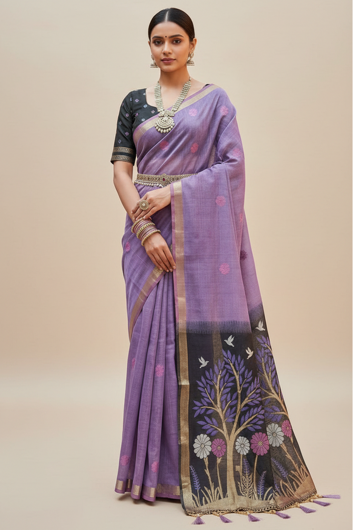 Vrindavan Bloom Muga Cotton Saree
